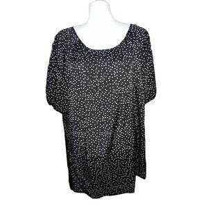 BloomChic Round Neck Short Balloon Sleeve Polka Dot Blouse Sz 26 (4xl) Womens To